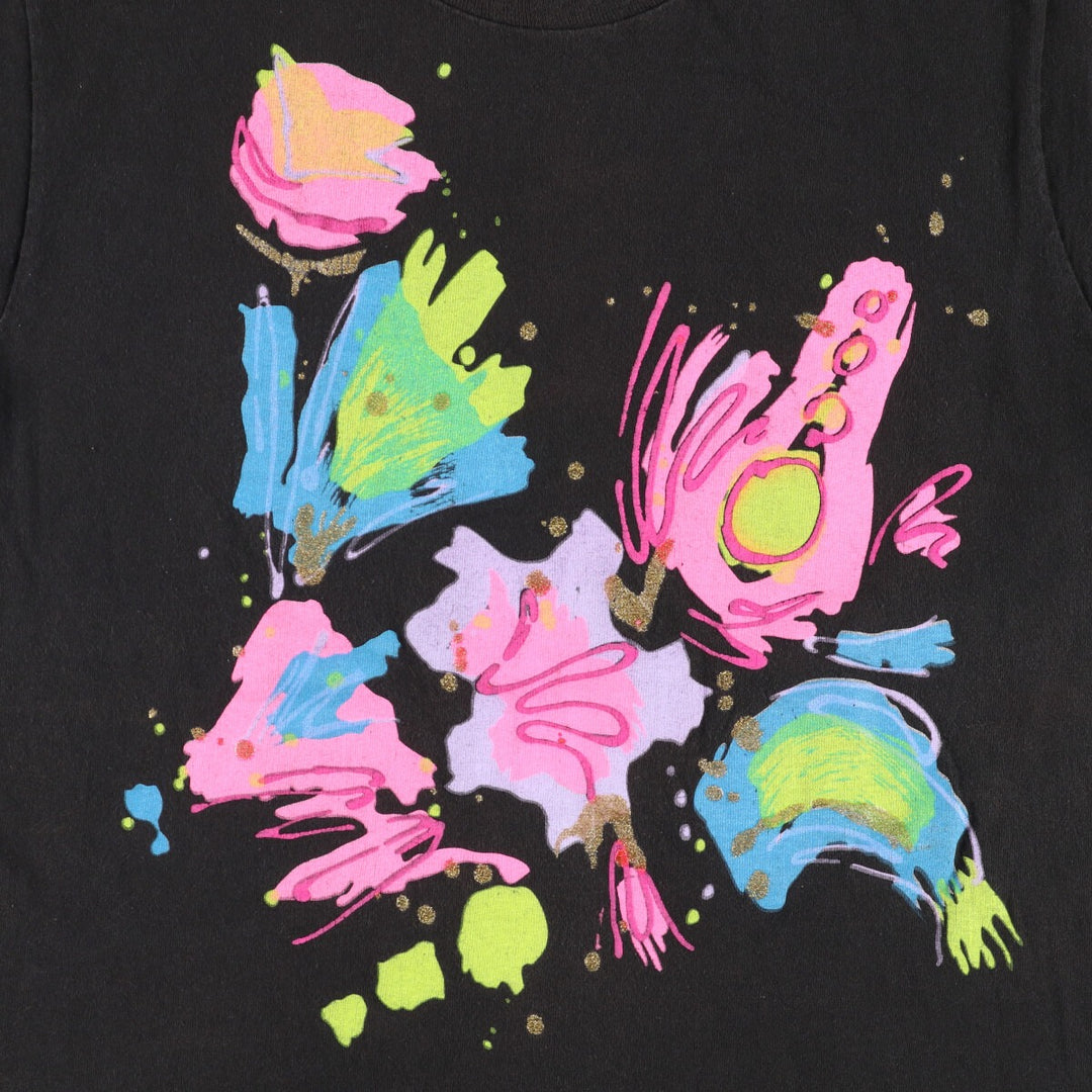 ~90'S Vintage Printed T-shirt, Men's S size unclear black type Vintage Second Hand