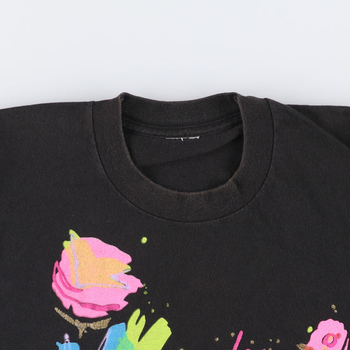 ~90'S Vintage Printed T-shirt, Men's S size unclear black type Vintage Second Hand