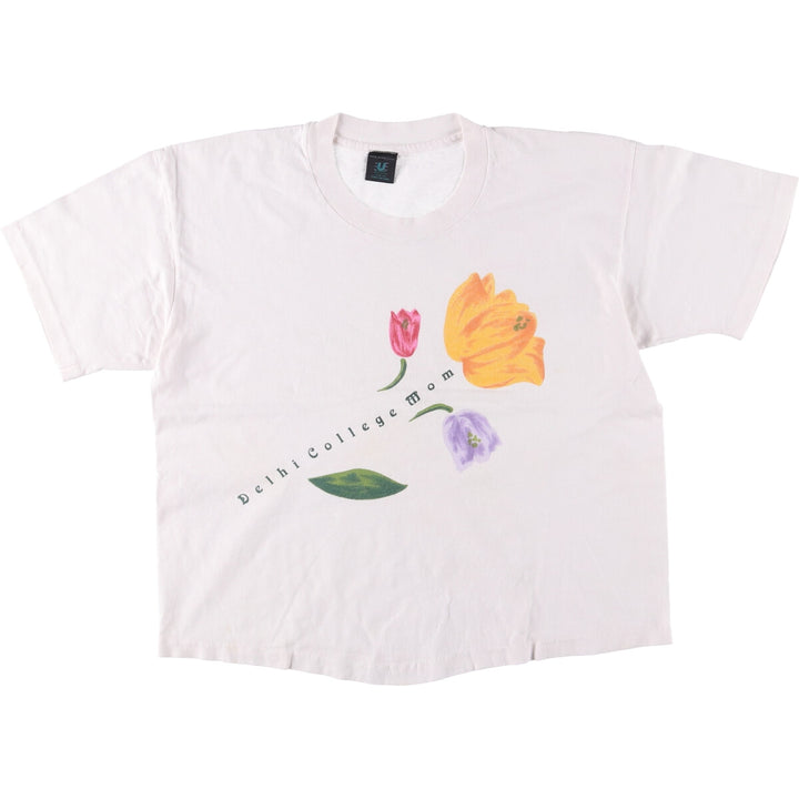 Vintage 90'S U-TRAU floral print college T-shirt, made in the USA, men's size XL cotton white type Vintage Second Hand