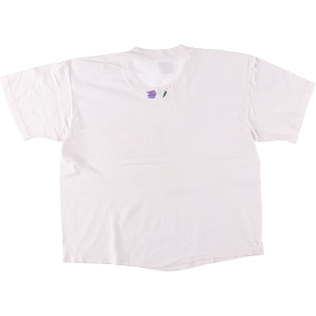 Vintage 90'S U-TRAU floral print college T-shirt, made in the USA, men's size XL cotton white type Vintage Second Hand
