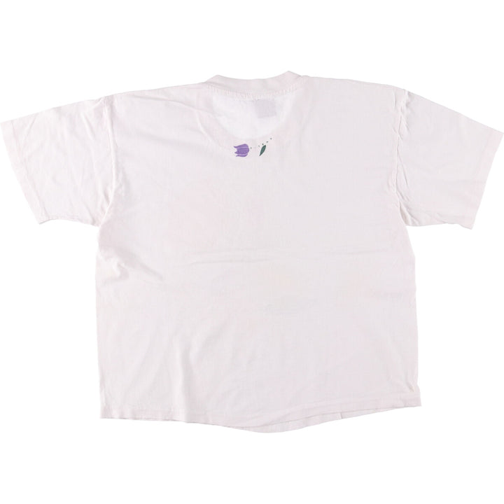 Vintage 90'S U-TRAU floral print college T-shirt, made in the USA, men's size XL cotton white type Vintage Second Hand