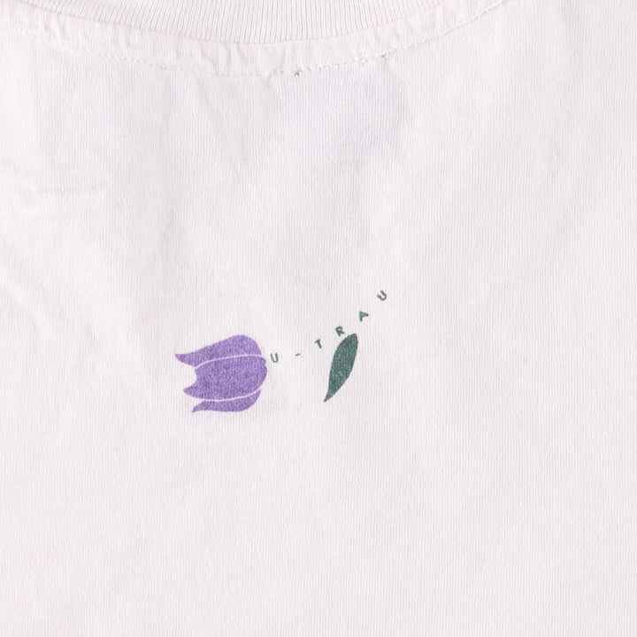 Vintage 90'S U-TRAU floral print college T-shirt, made in the USA, men's size XL cotton white type Vintage Second Hand