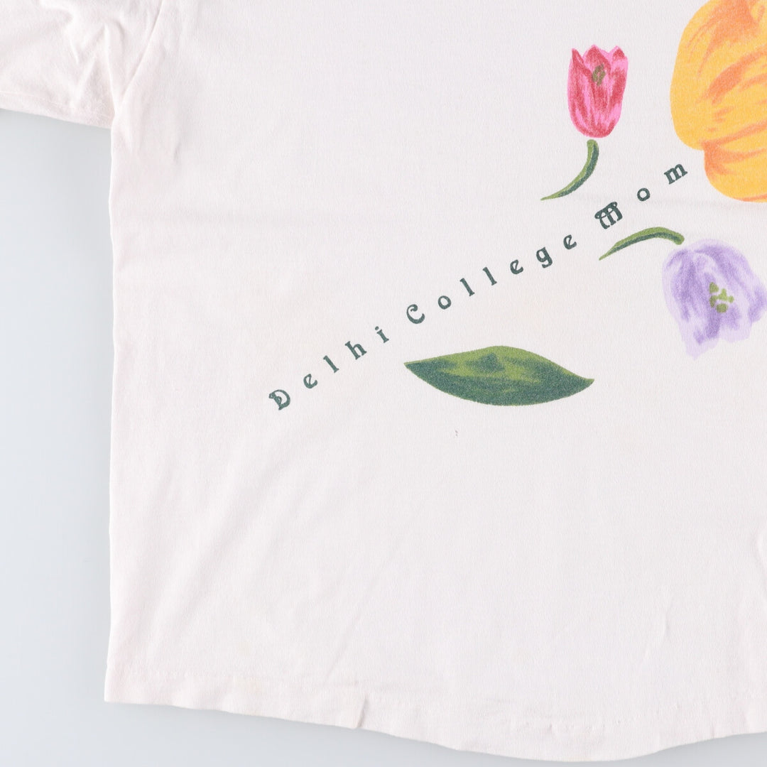 Vintage 90'S U-TRAU floral print college T-shirt, made in the USA, men's size XL cotton white type Vintage Second Hand