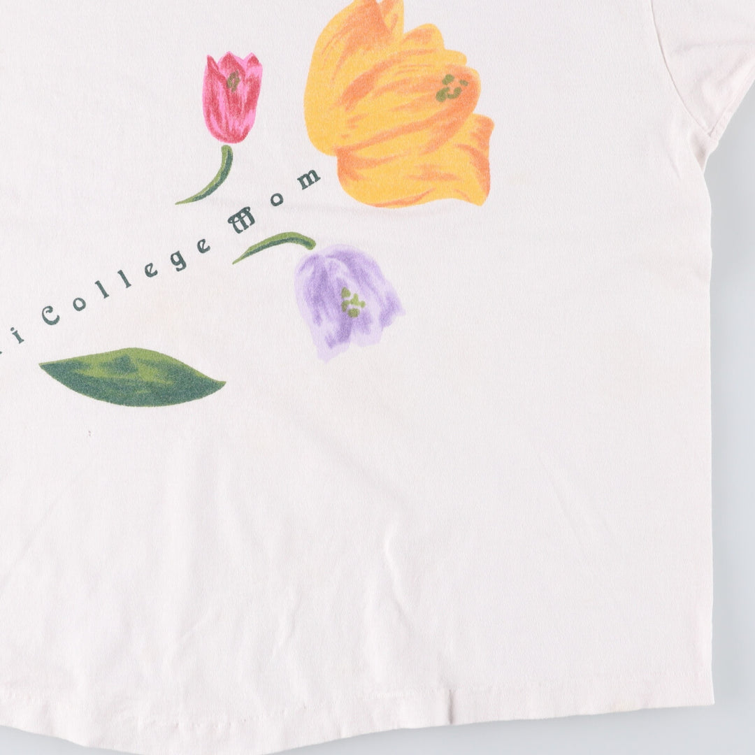 Vintage 90'S U-TRAU floral print college T-shirt, made in the USA, men's size XL cotton white type Vintage Second Hand