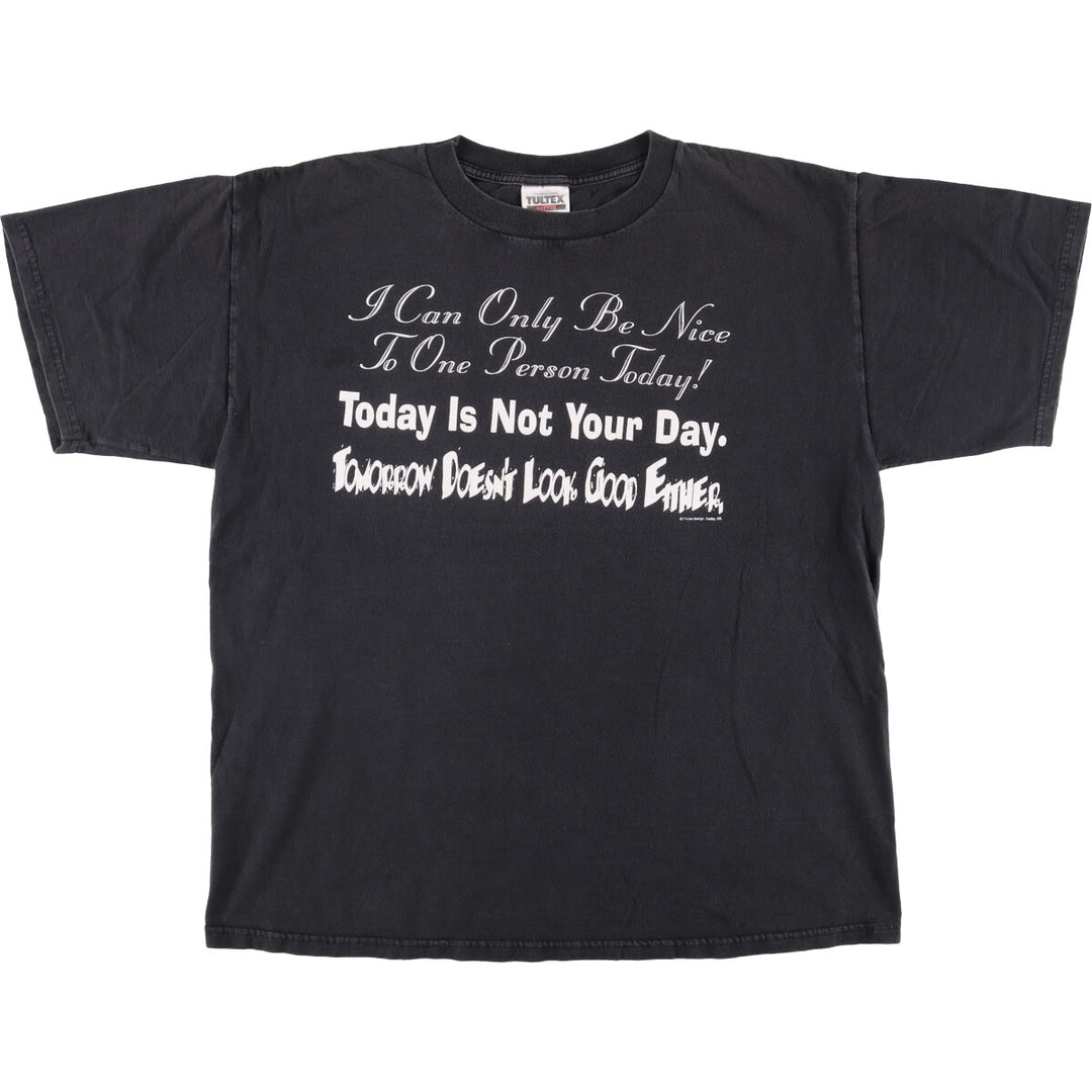 90'S Tultex Message Print T-Shirt, Men's XL, Vintage cotton black type Vintage Second Hand