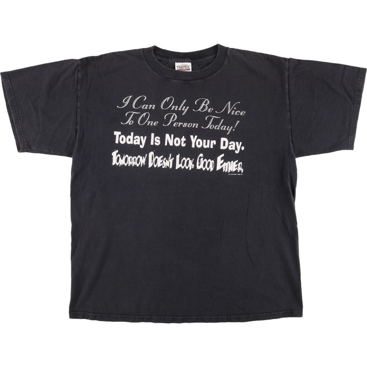 90'S Tultex Message Print T-Shirt, Men's XL, Vintage cotton black type Vintage Second Hand