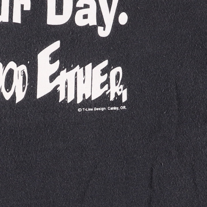 90'S Tultex Message Print T-Shirt, Men's XL, Vintage cotton black type Vintage Second Hand