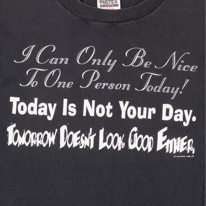 90'S Tultex Message Print T-Shirt, Men's XL, Vintage cotton black type Vintage Second Hand