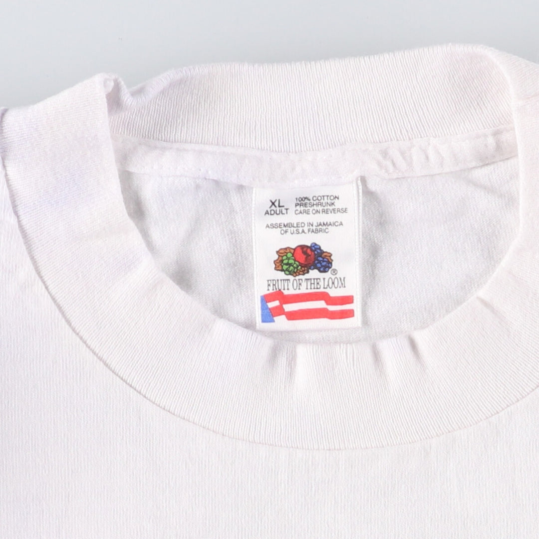 90'S Fruit of the Loom printed T-shirt, men's XL size, vintage cotton white type Vintage Second Hand