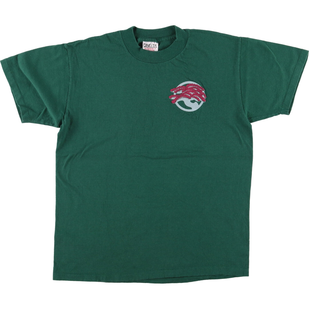 Vintage 90'S Oneita Matsukaze Print T-Shirt, Made in USA, Men's Size Medium cotton green type Vintage Second Hand