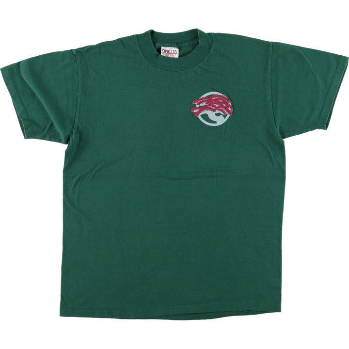 Vintage 90'S Oneita Matsukaze Print T-Shirt, Made in USA, Men's Size Medium cotton green type Vintage Second Hand