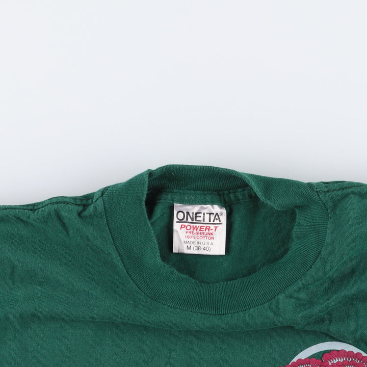 Vintage 90'S Oneita Matsukaze Print T-Shirt, Made in USA, Men's Size Medium cotton green type Vintage Second Hand
