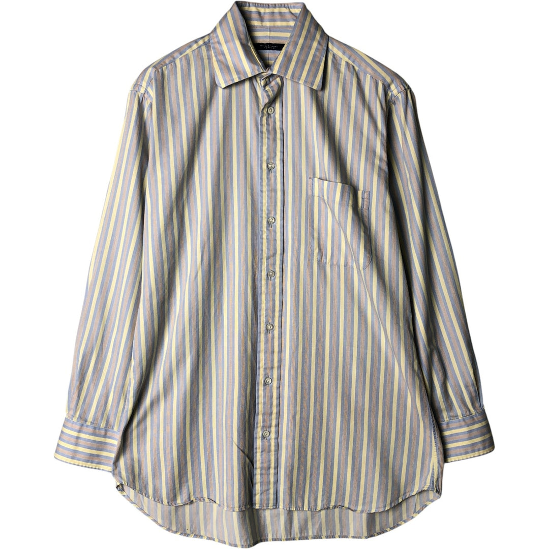 Burberry's BURBERRY LONDON wide-collar long-sleeved cotton striped shirt, made in the USA, men's size M cotton blue type Vintage Second Hand