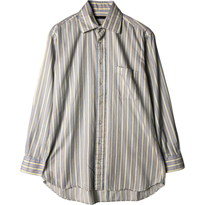 Burberry's BURBERRY LONDON wide-collar long-sleeved cotton striped shirt, made in the USA, men's size M cotton blue type Vintage Second Hand