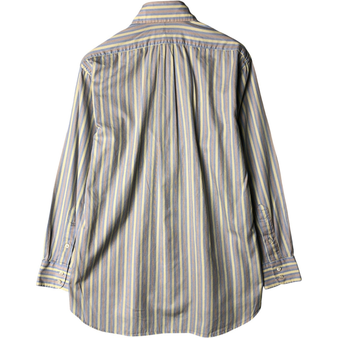 Burberry's BURBERRY LONDON wide-collar long-sleeved cotton striped shirt, made in the USA, men's size M cotton blue type Vintage Second Hand