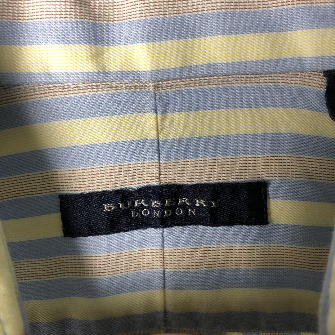 Burberry's BURBERRY LONDON wide-collar long-sleeved cotton striped shirt, made in the USA, men's size M cotton blue type Vintage Second Hand