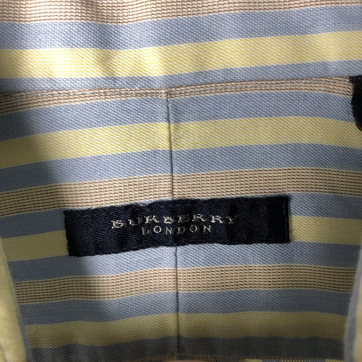 Burberry's BURBERRY LONDON wide-collar long-sleeved cotton striped shirt, made in the USA, men's size M cotton blue type Vintage Second Hand