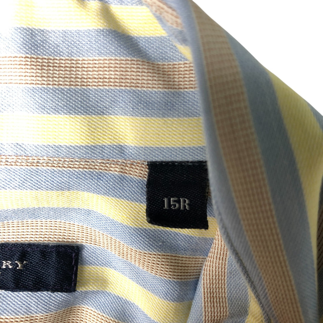 Burberry's BURBERRY LONDON wide-collar long-sleeved cotton striped shirt, made in the USA, men's size M cotton blue type Vintage Second Hand
