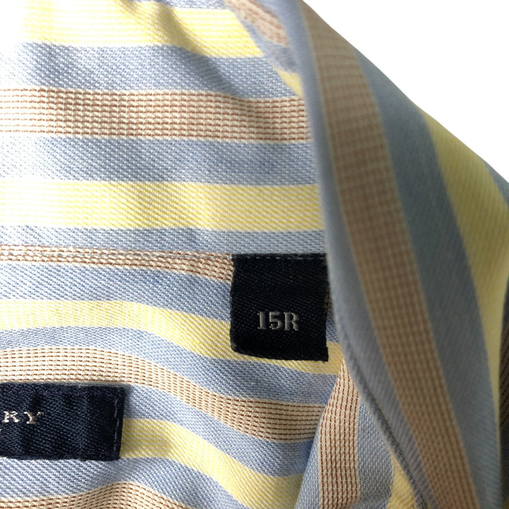 Burberry's BURBERRY LONDON wide-collar long-sleeved cotton striped shirt, made in the USA, men's size M cotton blue type Vintage Second Hand