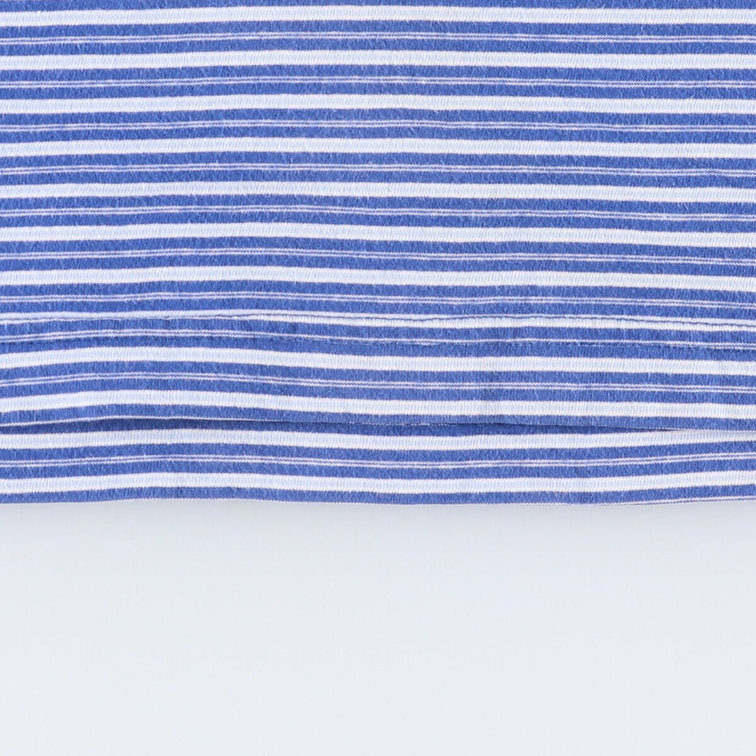 Vintage 90'S Ralph Lauren Chaps striped short-sleeved V-neck T-shirt, size L, men's size L cotton Blue type light blue Vintage Second Hand