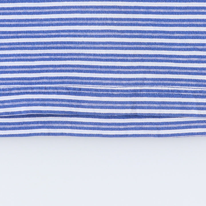 Vintage 90'S Ralph Lauren Chaps striped short-sleeved V-neck T-shirt, size L, men's size L cotton Blue type light blue Vintage Second Hand