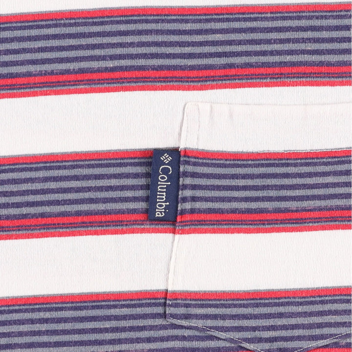90'S Vintage Columbia Short Sleeve Striped T-Shirt, Made in USA, Men's Size L cotton white type Vintage Second Hand