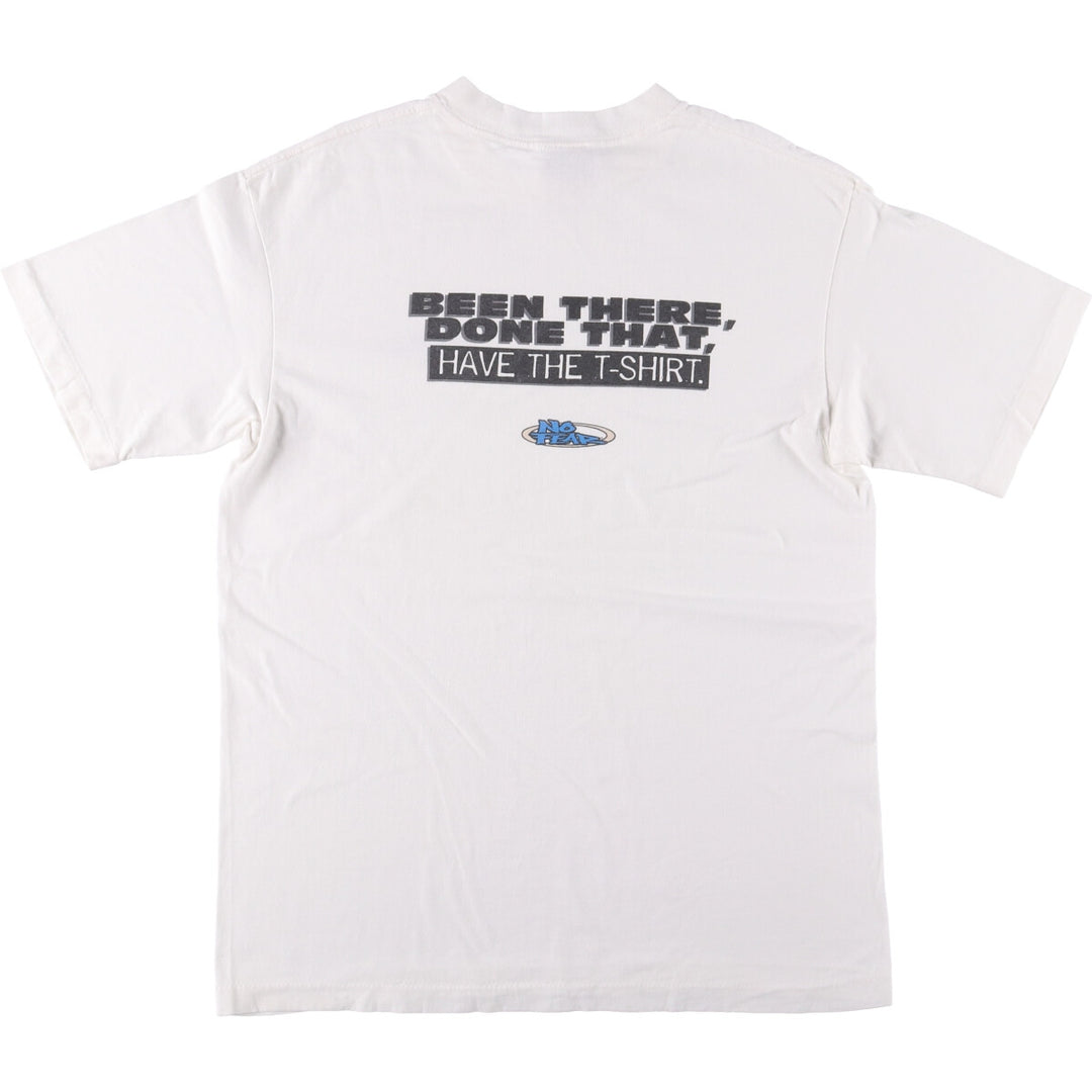 90'S NO FEAR surf skate T-shirt made in USA, men's size L, vintage cotton white type Vintage Second Hand