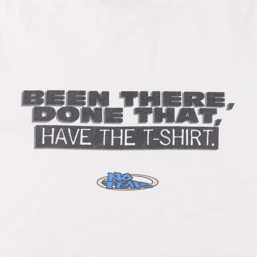 90'S NO FEAR surf skate T-shirt made in USA, men's size L, vintage cotton white type Vintage Second Hand