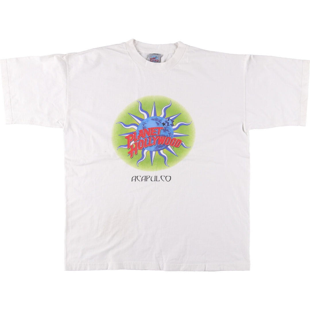 Vintage Planet Hollywood Advertising T-Shirt, Men's XL cotton white type Vintage Second Hand
