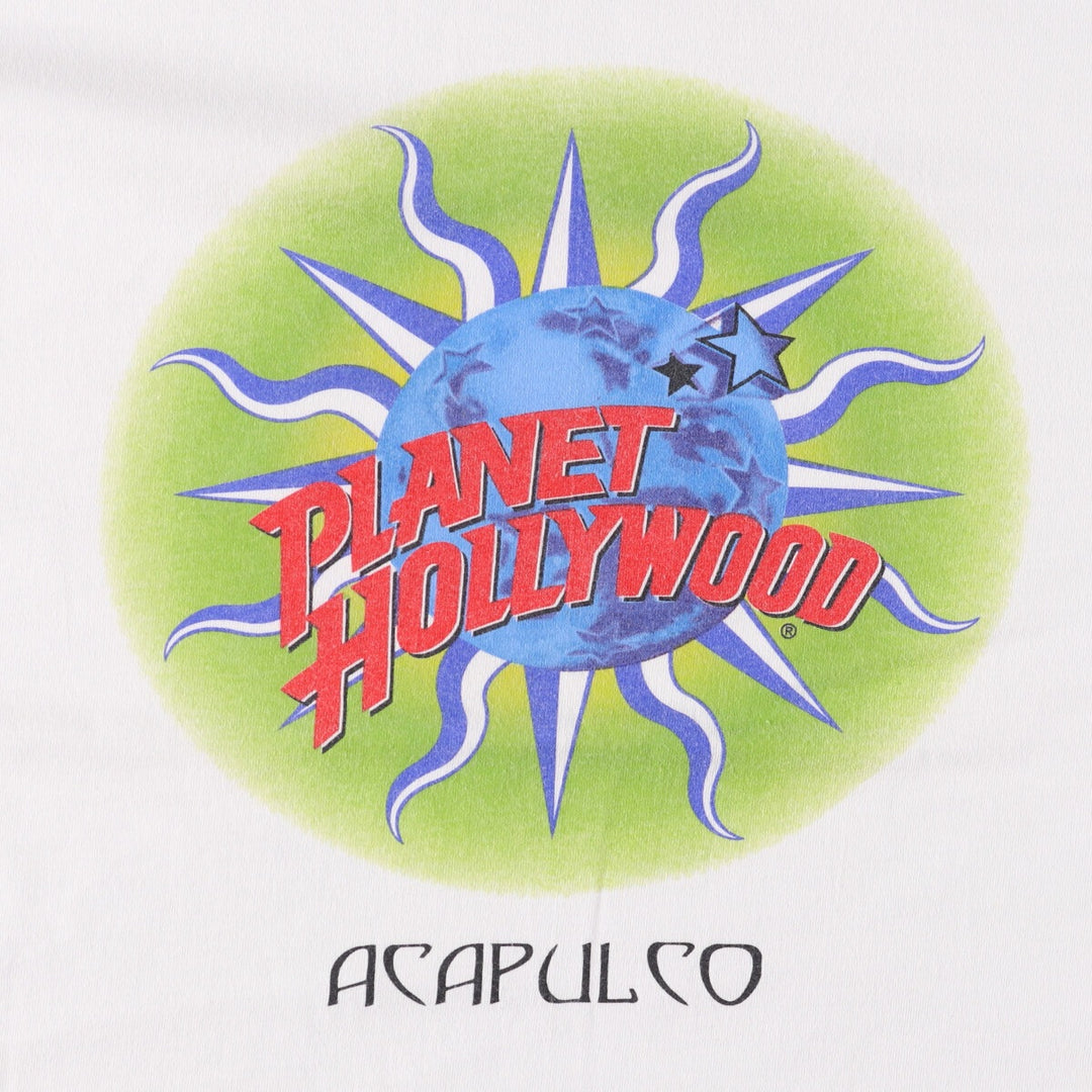 Vintage Planet Hollywood Advertising T-Shirt, Men's XL cotton white type Vintage Second Hand