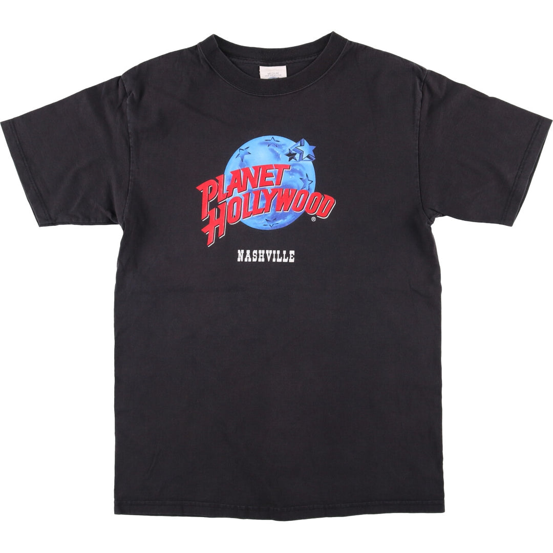 90'S PLANET HOLLYWOOD Advertising T-shirt, Made in USA, Men's M, Vintage cotton black type Vintage Second Hand