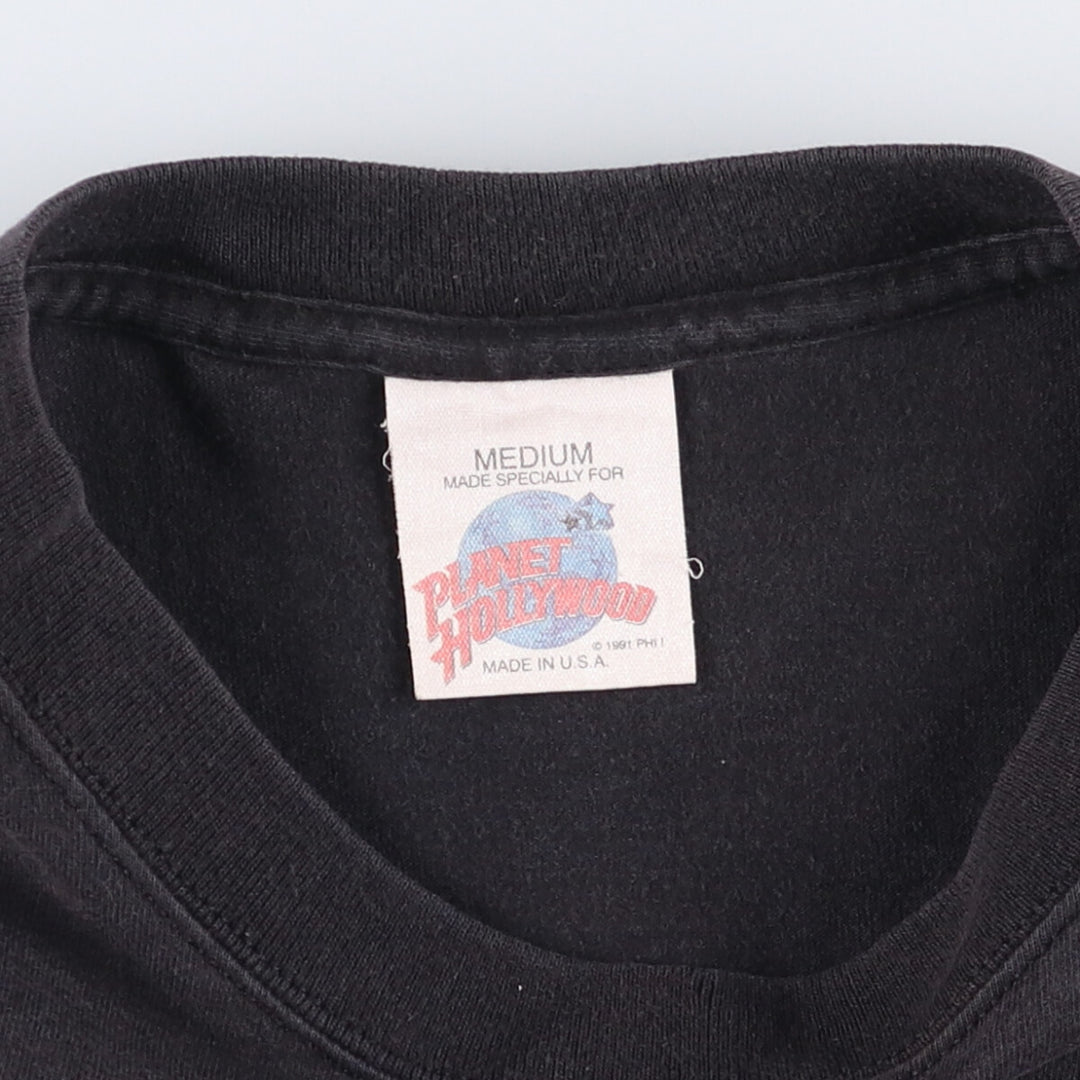 90'S PLANET HOLLYWOOD Advertising T-shirt, Made in USA, Men's M, Vintage cotton black type Vintage Second Hand