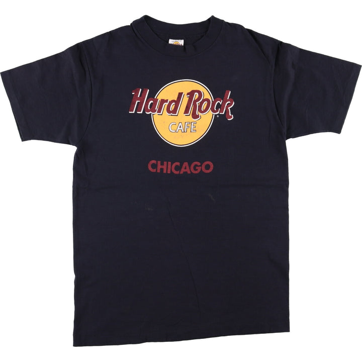 Vintage HARD ROCK CAFE CHICAGO advertising T-shirt, Made in USA, Men's Size L cotton black type Vintage Second Hand
