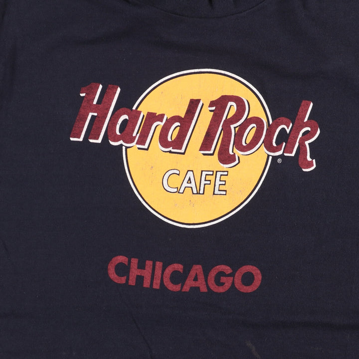 Vintage HARD ROCK CAFE CHICAGO advertising T-shirt, Made in USA, Men's Size L cotton black type Vintage Second Hand