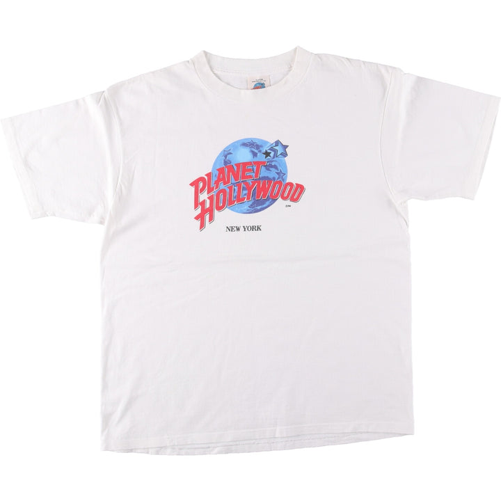 90'S PLANET HOLLYWOOD Advertising T-shirt Made in USA Men's XL Vintage cotton white type Vintage Second Hand