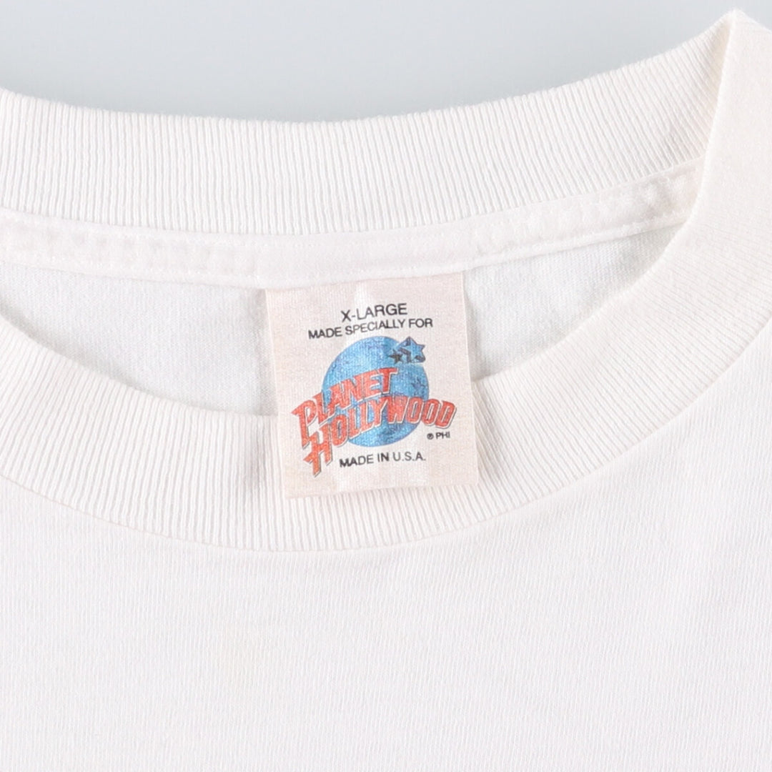 90'S PLANET HOLLYWOOD Advertising T-shirt Made in USA Men's XL Vintage cotton white type Vintage Second Hand