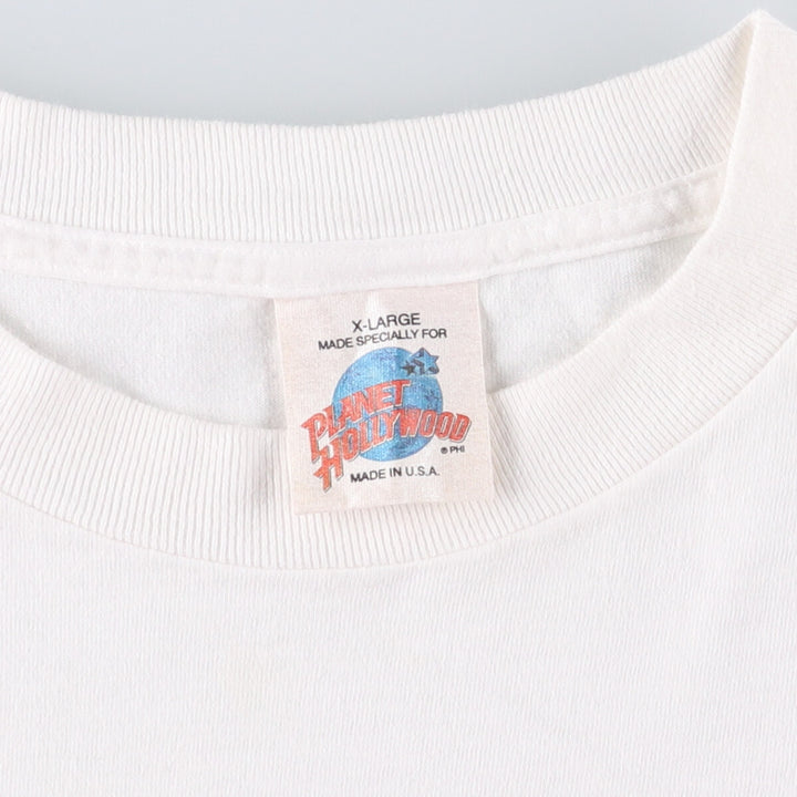 90'S PLANET HOLLYWOOD Advertising T-shirt Made in USA Men's XL Vintage cotton white type Vintage Second Hand
