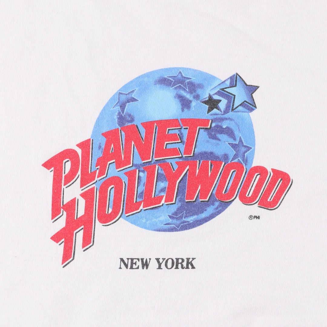90'S PLANET HOLLYWOOD Advertising T-shirt Made in USA Men's XL Vintage cotton white type Vintage Second Hand