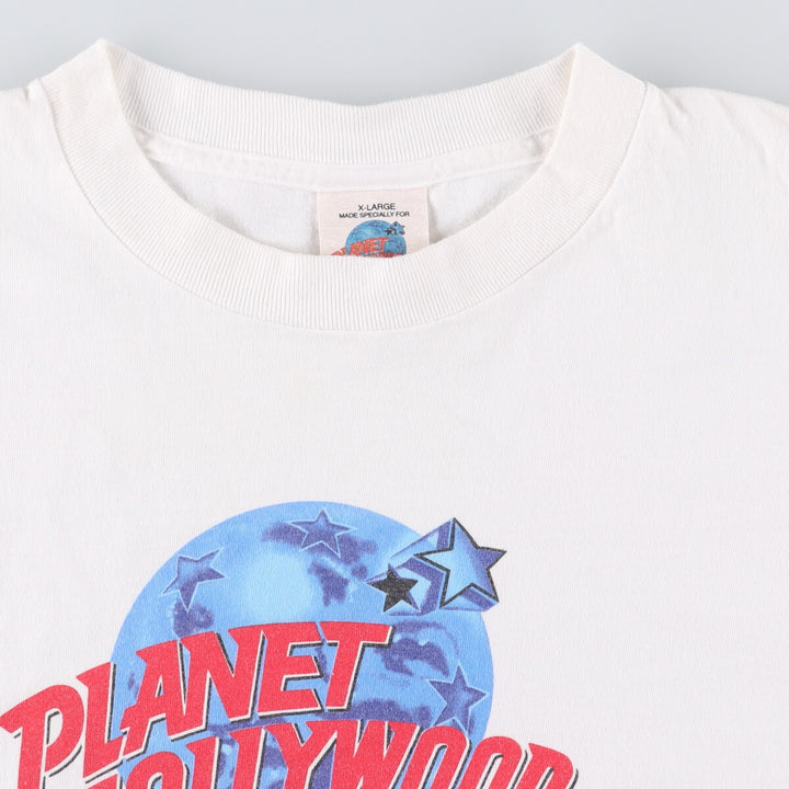 90'S PLANET HOLLYWOOD Advertising T-shirt Made in USA Men's XL Vintage cotton white type Vintage Second Hand
