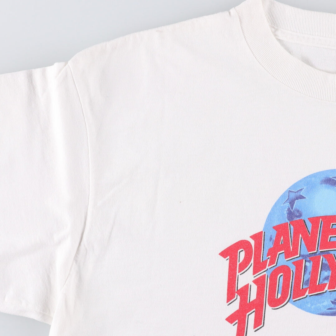 90'S PLANET HOLLYWOOD Advertising T-shirt Made in USA Men's XL Vintage cotton white type Vintage Second Hand