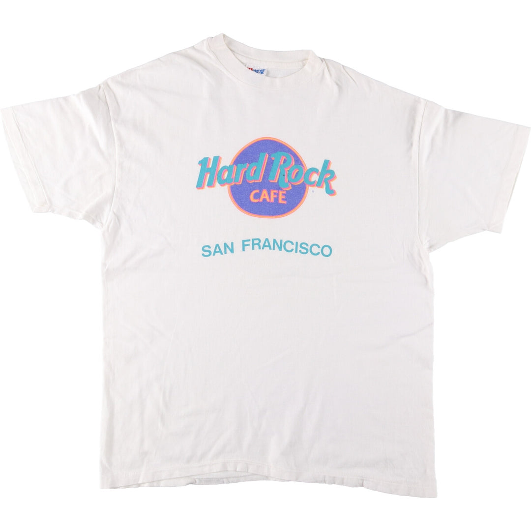 Vintage 90'S Hanes Hard Rock Cafe San Francisco advertising T-shirt, Made in USA, Men's XL cotton white type Vintage Second Hand