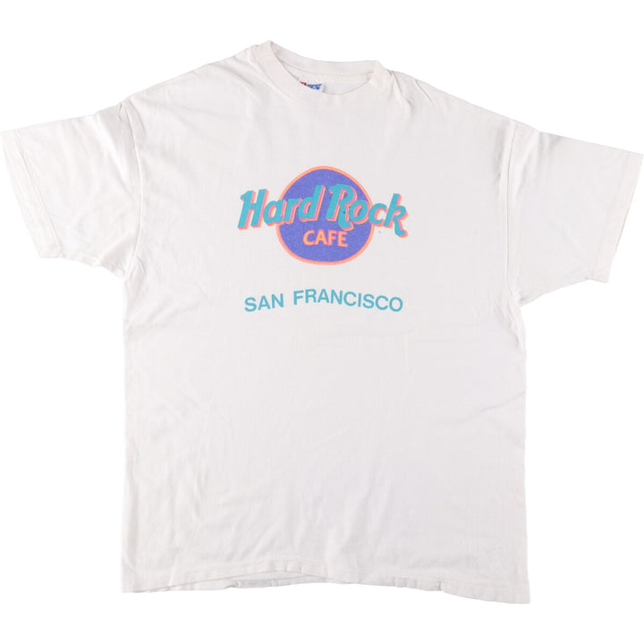 Vintage 90'S Hanes Hard Rock Cafe San Francisco advertising T-shirt, Made in USA, Men's XL cotton white type Vintage Second Hand