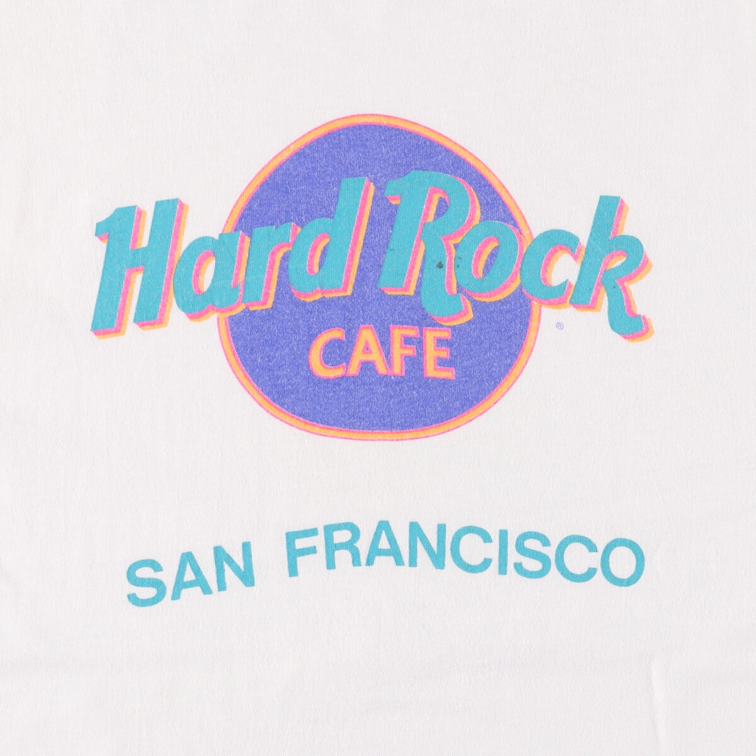 Vintage 90'S Hanes Hard Rock Cafe San Francisco advertising T-shirt, Made in USA, Men's XL cotton white type Vintage Second Hand