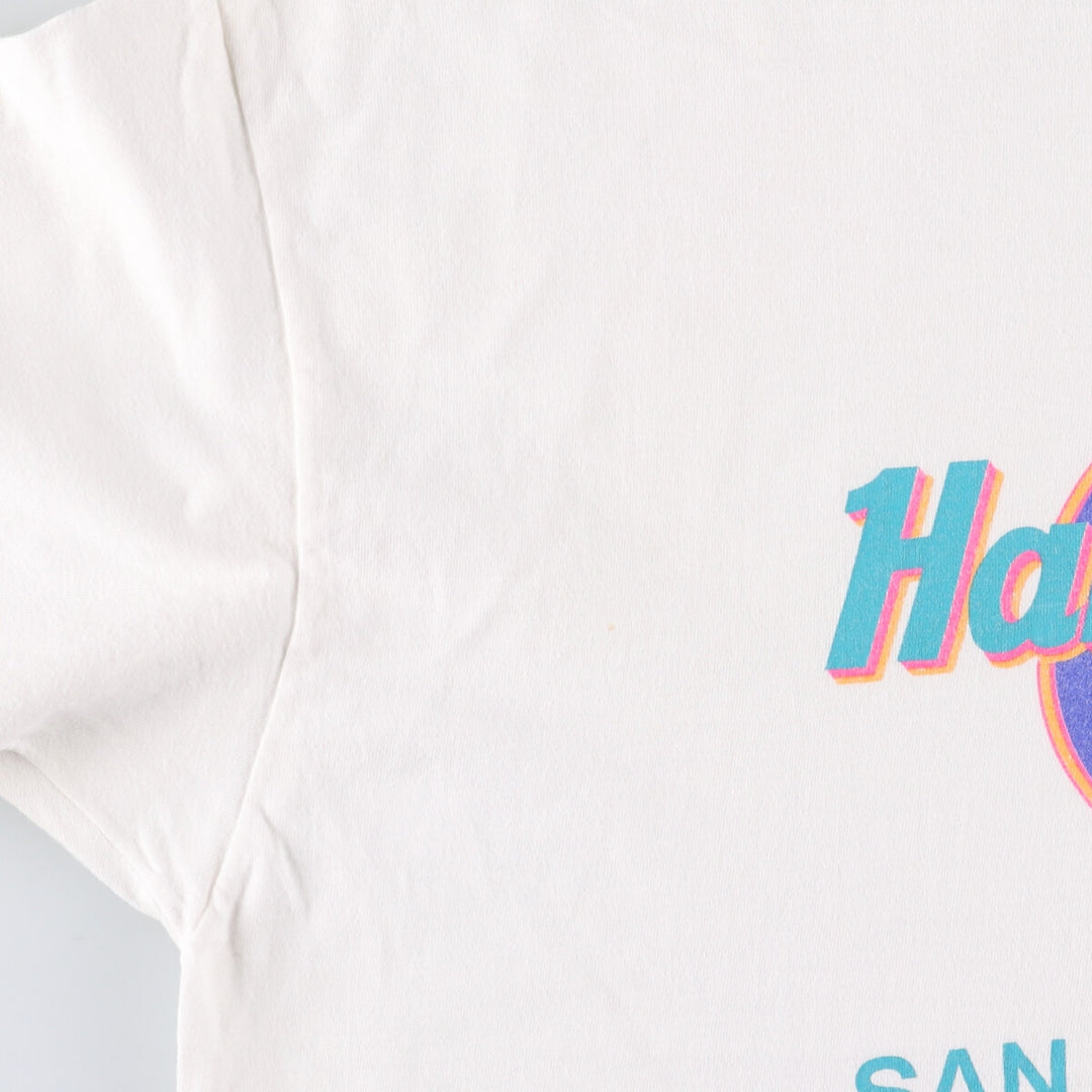 Vintage 90'S Hanes Hard Rock Cafe San Francisco advertising T-shirt, Made in USA, Men's XL cotton white type Vintage Second Hand
