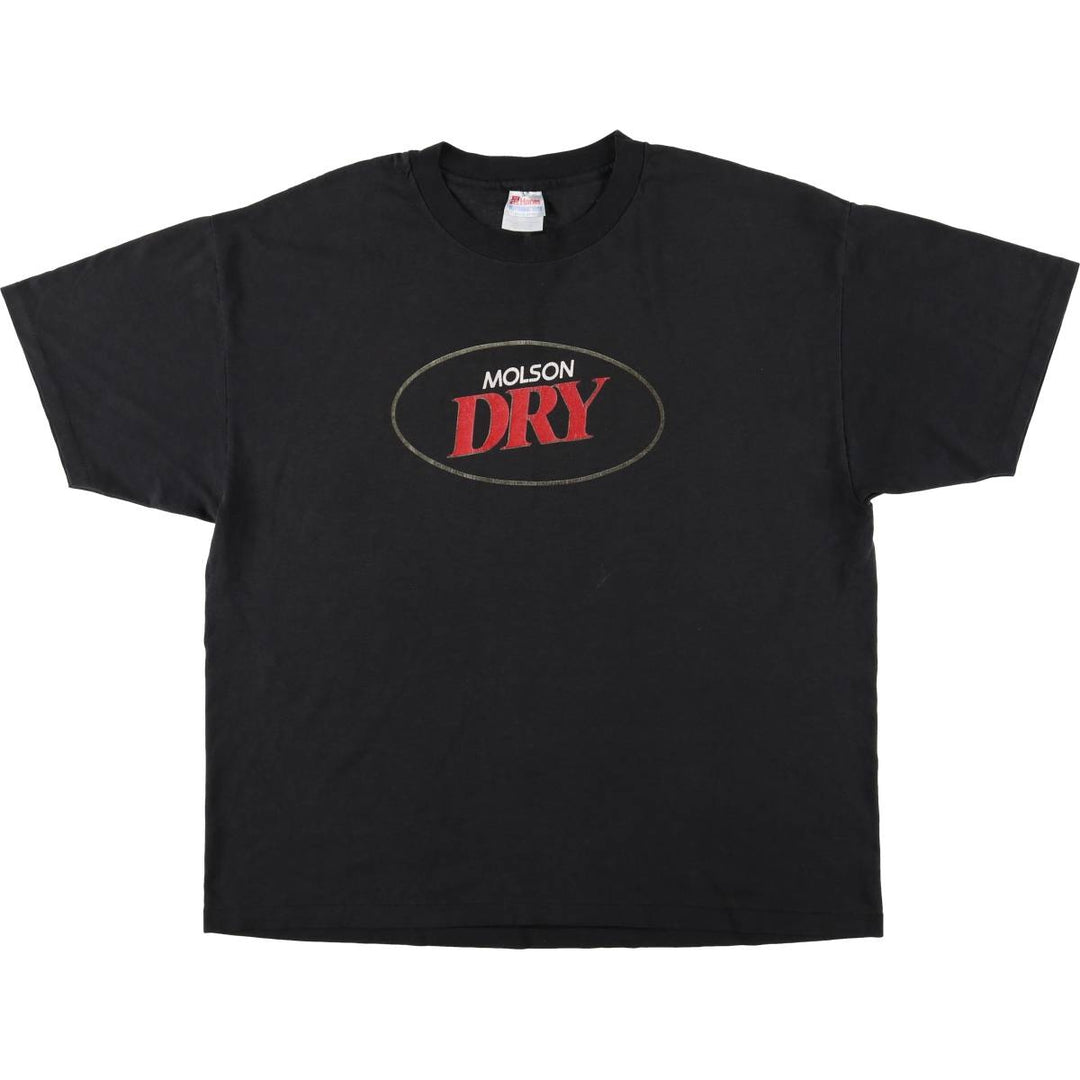 Vintage 90'S Hanes MOLSON DRY Advertising T-Shirt, Made in USA, Men's XL cotton black type Vintage Second Hand