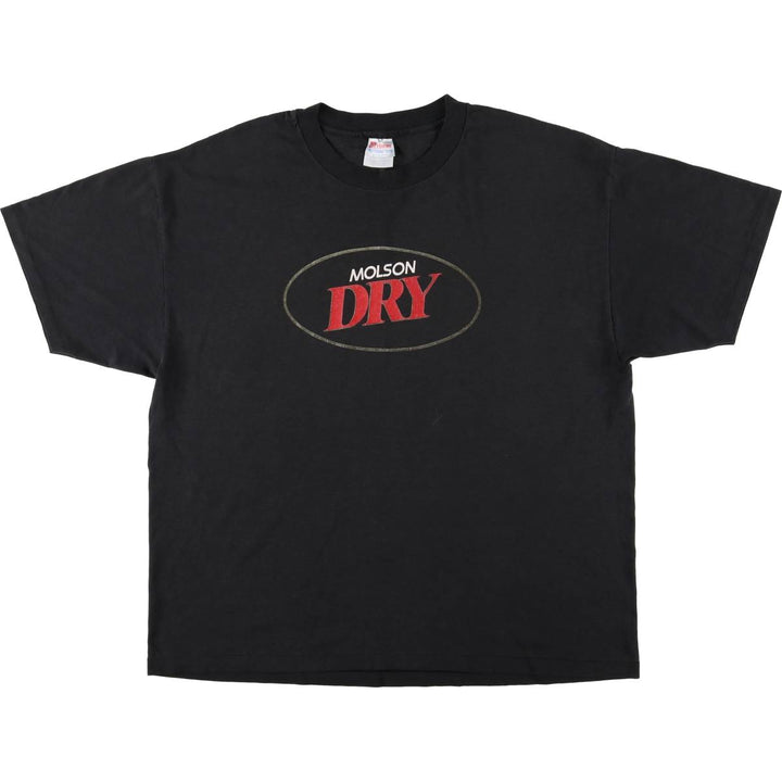 Vintage 90'S Hanes MOLSON DRY Advertising T-Shirt, Made in USA, Men's XL cotton black type Vintage Second Hand