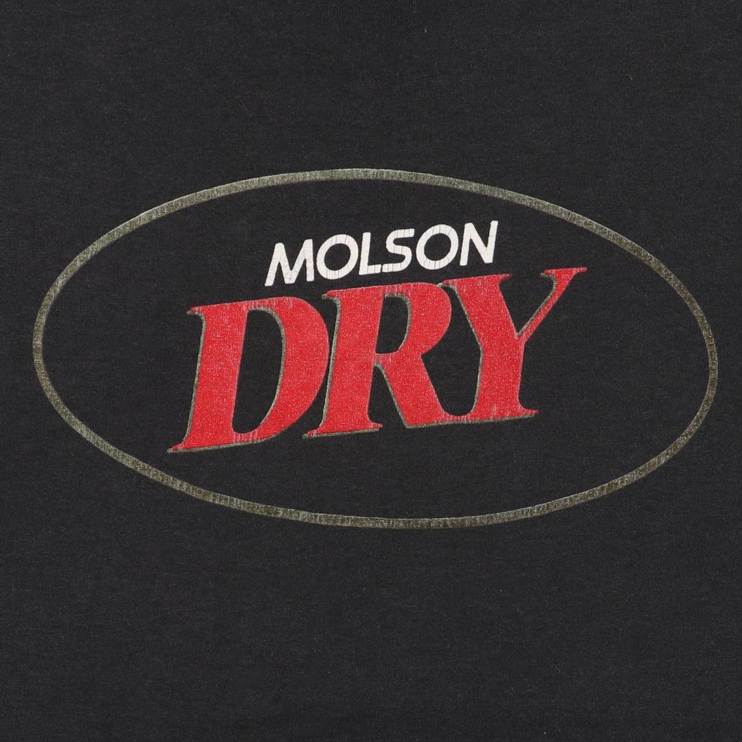 Vintage 90'S Hanes MOLSON DRY Advertising T-Shirt, Made in USA, Men's XL cotton black type Vintage Second Hand
