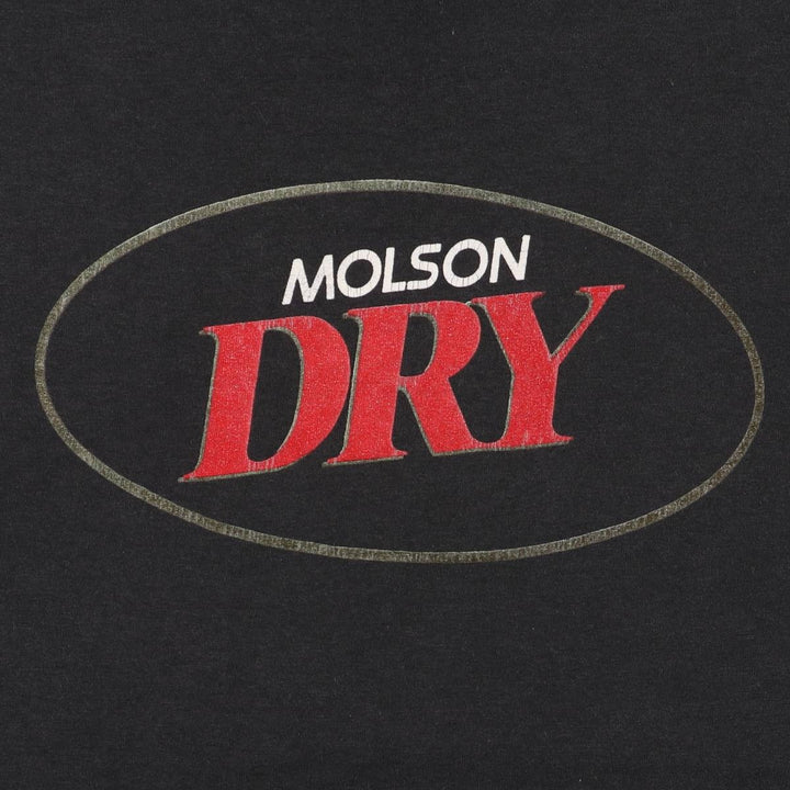 Vintage 90'S Hanes MOLSON DRY Advertising T-Shirt, Made in USA, Men's XL cotton black type Vintage Second Hand