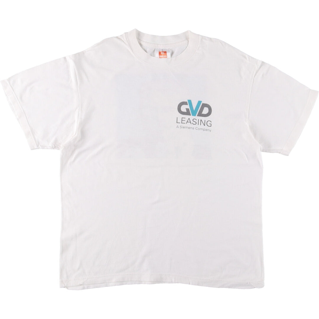 Hanes GVD LEASING Advertising T-Shirt, Men's, Size L, Vintage cotton white type Vintage Second Hand