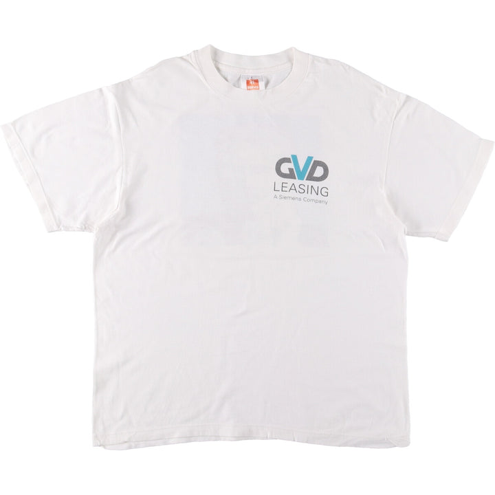 Hanes GVD LEASING Advertising T-Shirt, Men's, Size L, Vintage cotton white type Vintage Second Hand